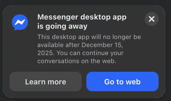 Meta to Shut Down Messenger Desktop Apps for Mac and Windows by December 15