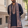 Midnight navy kurta street portrait