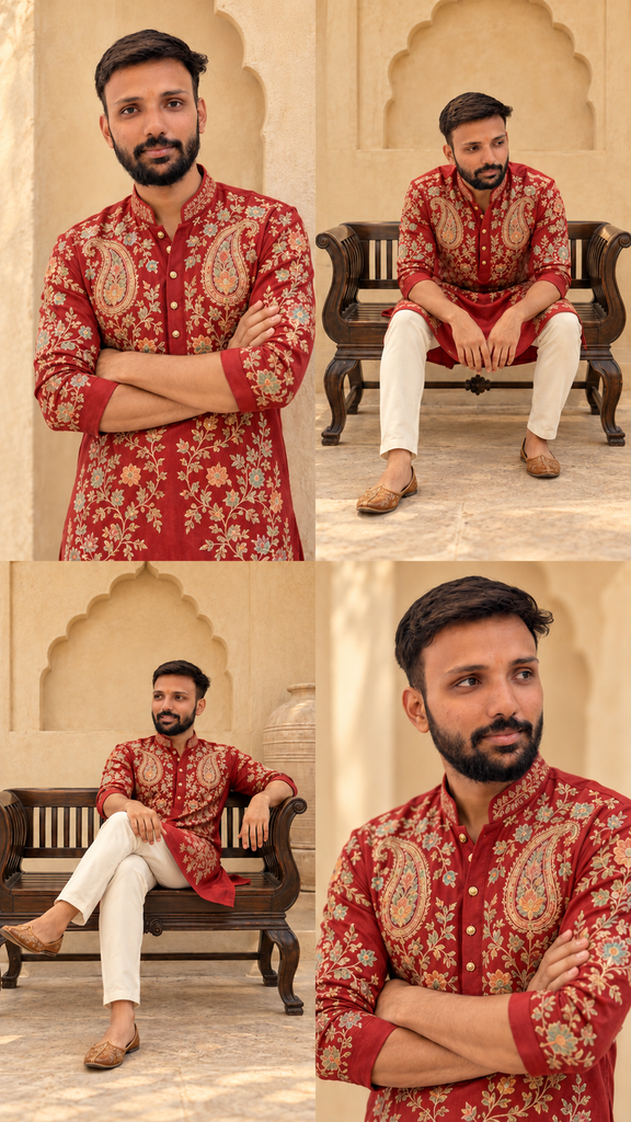Refined four panel festive menswear portraits