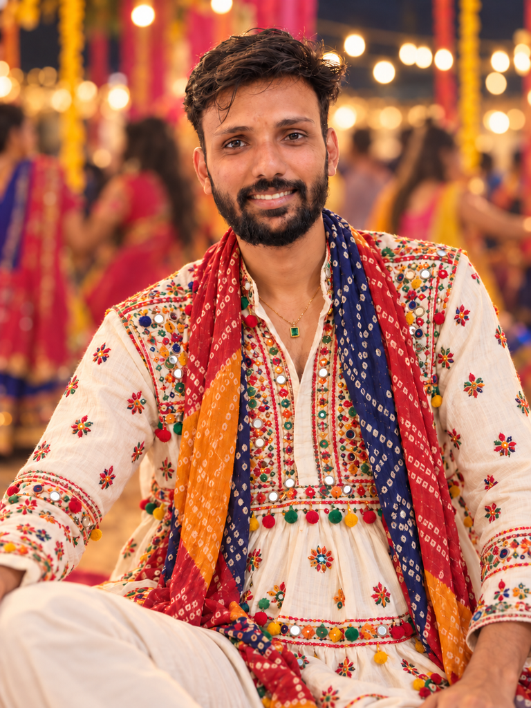 Warm festive smile in embroidered portrait 768x1024 1